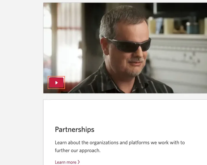 CIBC at desktop size, the frame on what this finding is about: The play button on the Accessibility at CIBC page has no name.