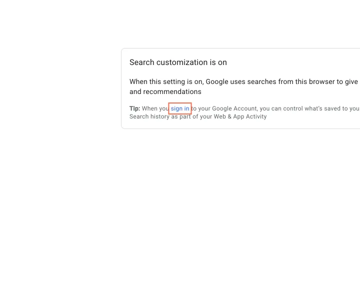 google.com at desktop size, the frame on what this finding is about: Links inside sentences are told apart by colour alone on the home and switch pages.