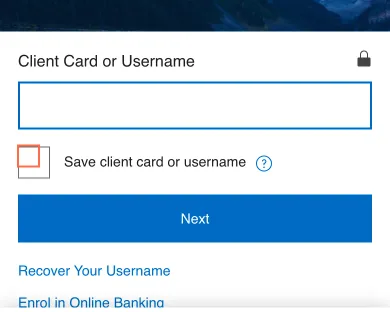 RBC Royal Bank at phone size, the frame on what this finding is about: The phone sign-in has an unnamed checkbox and a help button called 'The svg icon help'.