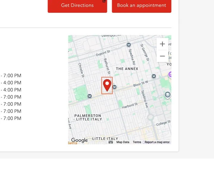 Rogers at desktop size, the frame on what this finding is about: Map tools on the store, outage and coverage pages have unnamed parts.