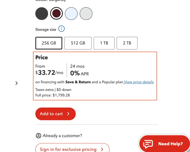 Rogers at desktop size, the frame on what this finding is about: The $33.72 a month assumes the phone goes back, and the first screen doesn't say so.
