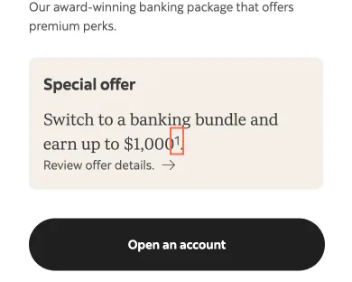 Scotiabank at phone size, the frame on what this finding is about: Footnote links are under 8 px wide at 390 px.