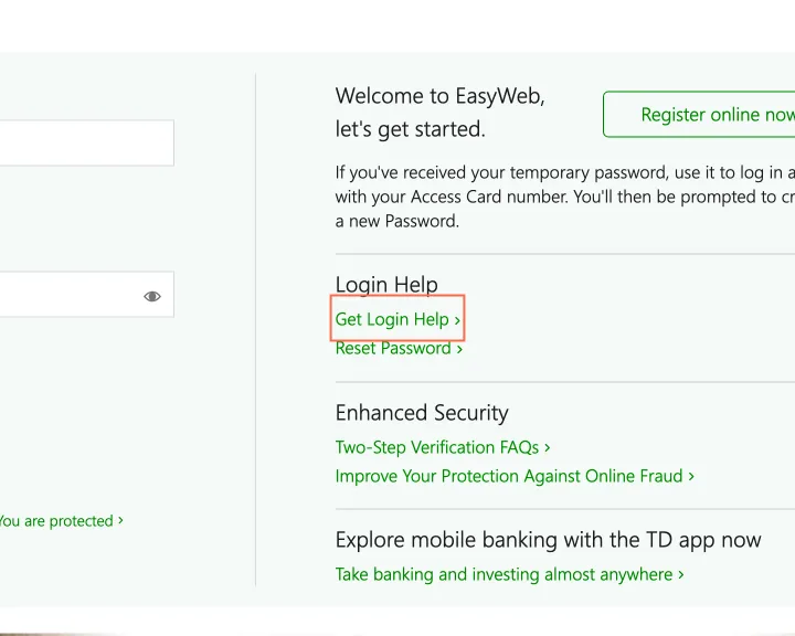 TD at desktop size, the frame on what this finding is about: The Login Help links on the sign-in page measure 4.27:1.