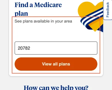 uhc.com at phone size, the frame on what this finding is about: The Medicare ZIP field has an empty label and pre-fills a value it cannot accept.