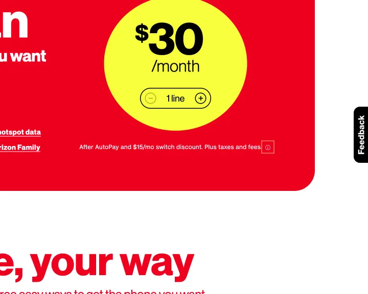 verizon.com at desktop size, the frame on what this finding is about: On the plans page the 'Max 12 lines' information button has no name.